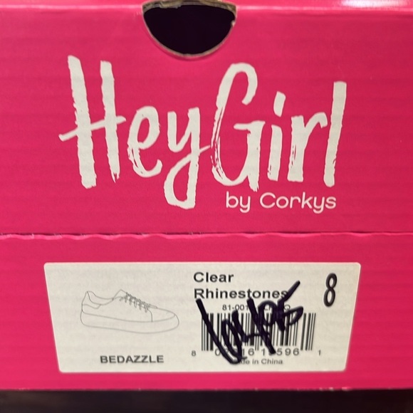 Hey girl bedazzled clear sneaker new in box size 8 women’s silver jewels - Picture 8 of 9